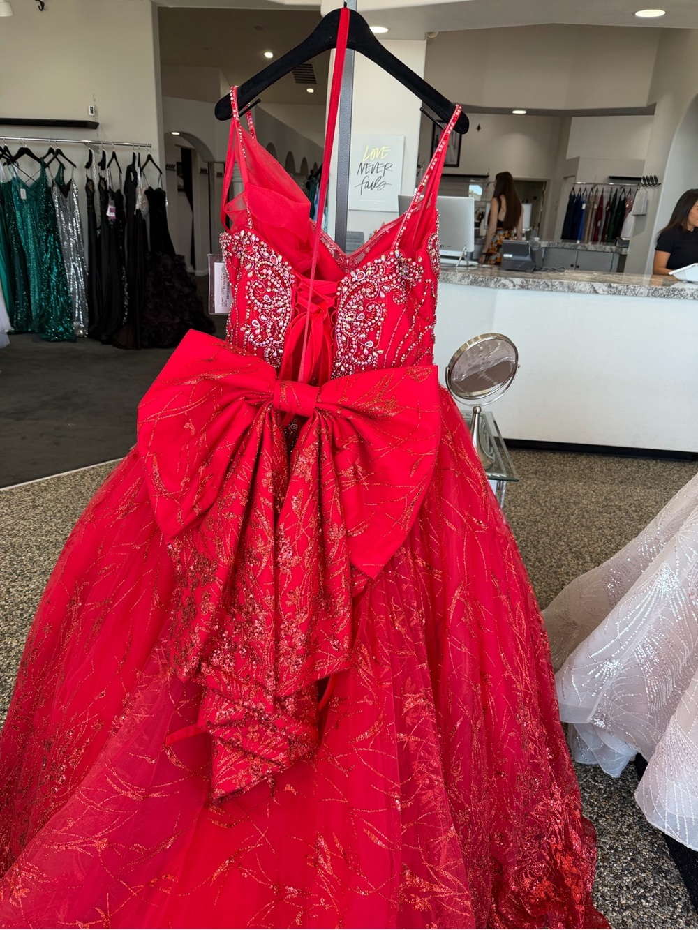 Mori Lee Red Beaded Ball Gown - Picture 4 of 6